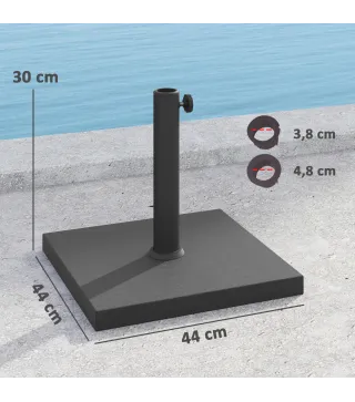 Base de Sombrilla de 18 kg Fabricada en HDPE con Relleno de Cemento para Exterior 44x44x30 cm Negro