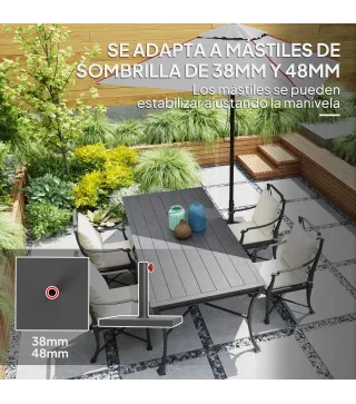 Base de Sombrilla de 18 kg Fabricada en HDPE con Relleno de Cemento para Exterior 44x44x30 cm Negro