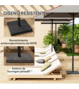 Base de Sombrilla de 18 kg Fabricada en HDPE con Relleno de Cemento para Exterior 44x44x30 cm Negro