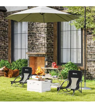 Conjunto de 2 Sillas de Playa Plegables y Ligeras con Respaldo de Malla Reposabrazos y Bolsa 58x55x62 cm Negro