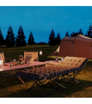 Cama de Camping Plegable con Colchón Extraíble Reposacabezas y Bolsa de Transporte 196x68x37 cm Gris Oscuro