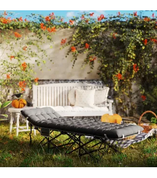 Cama de Camping Plegable con Colchón Extraíble Reposacabezas y Bolsa de Transporte 196x68x37 cm Gris Oscuro