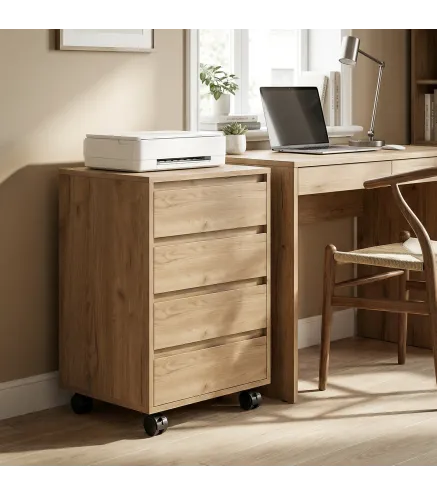 Cajonera de Oficina con 4 Cajones Cajonera de Escritorio con Ruedas para Estudio 46x40x65 cm Marrón
