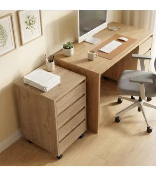 Cajonera de Oficina con 4 Cajones Cajonera de Escritorio con Ruedas para Estudio 46x40x65 cm Marrón