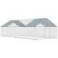 Gallinero para Exterior Grande de Acero Galvanizado 6,8x3x1,9 m 20,4 m² con Cubierta Tela Oxford y Cerradura Plata