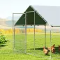 Gallinero para Exterior Grande de Acero Galvanizado 6,8x3x1,9 m 20,4 m² con Cubierta Tela Oxford y Cerradura Plata