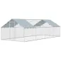 Gallinero para Exterior Grande de Acero Galvanizado 6,8x3x1,9 m 20,4 m² con Cubierta Tela Oxford y Cerradura Plata