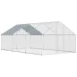 Gallinero para Exterior Grande de Acero Galvanizado 5,1x3x1,9 m 15,3 m² con Cubierta Tela Oxford y Cerradura Plata