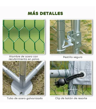 Gallinero para Exterior Grande de Acero Galvanizado 5,1x3x1,9 m 15,3 m² con Cubierta Tela Oxford y Cerradura Plata