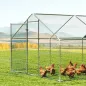 Gallinero para Exterior Grande de Acero Galvanizado 5,1x3x1,9 m 15,3 m² con Cubierta Tela Oxford y Cerradura Plata
