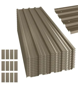Juego de 12 Paneles para Tejado de Acero Galvanizado 7m² para Caseta de Herramientas Cobertizo 129x45cm Marrón