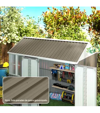 Juego de 12 Paneles para Tejado de Acero Galvanizado 7m² para Caseta de Herramientas Cobertizo 129x45cm Marrón