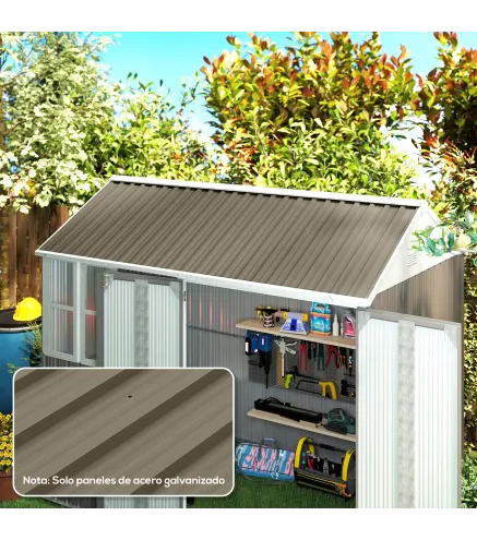Juego de 12 Paneles para Tejado de Acero Galvanizado 7m² para Caseta de Herramientas Cobertizo 129x45cm Marrón
