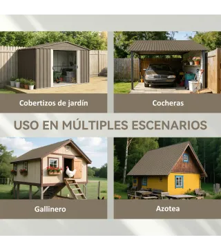 Juego de 12 Paneles para Tejado de Acero Galvanizado 7m² para Caseta de Herramientas Cobertizo 129x45cm Marrón