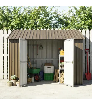 Juego de 12 Paneles para Tejado de Acero Galvanizado 7m² para Caseta de Herramientas Cobertizo 129x45cm Marrón