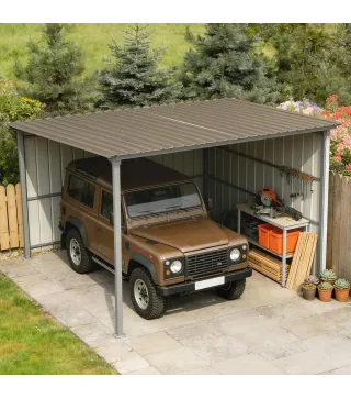 Juego de 12 Paneles para Tejado de Acero Galvanizado 7m² para Caseta de Herramientas Cobertizo 129x45cm Marrón