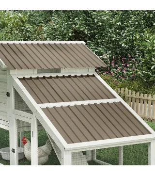 Juego de 12 Paneles para Tejado de Acero Galvanizado 7m² para Caseta de Herramientas Cobertizo 129x45cm Marrón