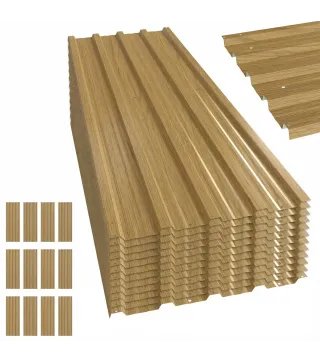 Juego de 12 Paneles para Tejado de Acero Galvanizado 7m² para Caseta de Herramientas Cobertizo 129x45cm Madera Natural