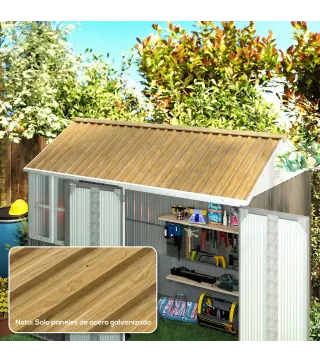Juego de 12 Paneles para Tejado de Acero Galvanizado 7m² para Caseta de Herramientas Cobertizo 129x45cm Madera Natural