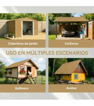 Juego de 12 Paneles para Tejado de Acero Galvanizado 7m² para Caseta de Herramientas Cobertizo 129x45cm Madera Natural