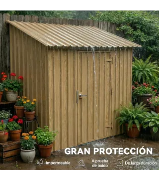 Juego de 12 Paneles para Tejado de Acero Galvanizado 7m² para Caseta de Herramientas Cobertizo 129x45cm Madera Natural