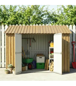 Juego de 12 Paneles para Tejado de Acero Galvanizado 7m² para Caseta de Herramientas Cobertizo 129x45cm Madera Natural