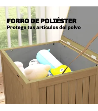 Arcón Exterior de Madera 130L Baúl Almacenaje Exterior con Forro Tapa con Bisagras y Correa 63x51x58,5 cm Marrón