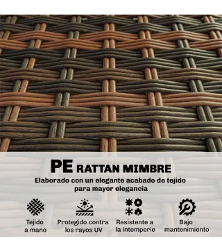 Conjunto de Jardín Exterior de Ratán 5 Piezas con Cojines 2 Sillones de Esquina Sillón sin Brazos Reposapiés y Mesa