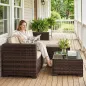 Conjunto de Jardín Exterior de Ratán 5 Piezas con Cojines 2 Sillones de Esquina Sillón sin Brazos Reposapiés y Mesa
