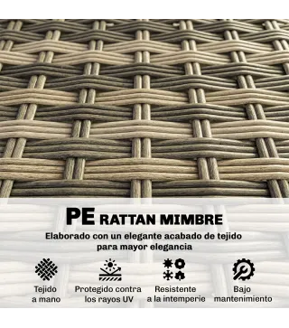 Conjunto de Jardín Exterior de Ratán 5 Piezas con Cojines 2 Sillones de Esquina Sillón sin Brazos Reposapiés y Mesa