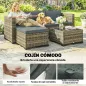 Conjunto de Jardín Exterior de Ratán 5 Piezas con Cojines 2 Sillones de Esquina Sillón sin Brazos Reposapiés y Mesa