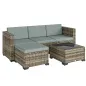 Conjunto de Jardín Exterior de Ratán 5 Piezas con Cojines 2 Sillones de Esquina Sillón sin Brazos Reposapiés y Mesa Conjunto de Jardín Exterior de Ratán 5 Piezas con Cojines 2 Sillones de Esquina Sillón sin Brazos Reposapiés y Mesa