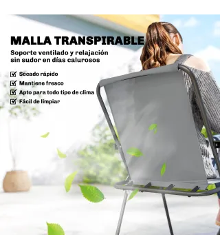 Conjunto de Mesa y Sillas Jardín de 8 Piezas con Sombrilla 6 Sillas Plegables Mesa de Vidrio Templado Gris