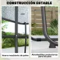 Conjunto de Mesa y Sillas Jardín de 8 Piezas con Sombrilla 6 Sillas Plegables Mesa de Vidrio Templado Gris