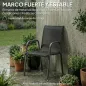 Juego de 6 Sillas de Jardín Exterior Apilables con Reposabrazos Asiento y Respaldo de Malla Estructura de Metal Negro
