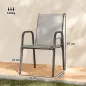 Juego de 6 Sillas de Jardín Exterior Apilables con Reposabrazos Asiento y Respaldo de Malla Estructura de Metal Gris
