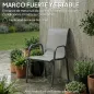 Juego de 6 Sillas de Jardín Exterior Apilables con Reposabrazos Asiento y Respaldo de Malla Estructura de Metal Gris
