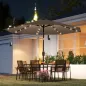 Sombrilla de Jardín Ø265 cm con 32 Luces LED Solares Manivela y Poste de Acero para Patio Terraza Caqui
