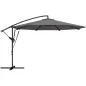Parasol Excéntrico Ø300 cm con Base Cruzada Manivela Funda Protectora y Cuerdas de Viento UPF30+ Gris Oscuro