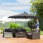 Parasol Excéntrico Ø300 cm con Base Cruzada Manivela Funda Protectora y Cuerdas de Viento UPF30+ Gris Oscuro