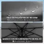 Parasol Excéntrico Ø300 cm con Base Cruzada Manivela Funda Protectora y Cuerdas de Viento UPF30+ Gris Oscuro