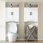 Armario sobre Inodoro Mueble de Baño con 2 Puertas de Cierre Silencioso Estante Abierto 64x21x173,5 cm Blanco