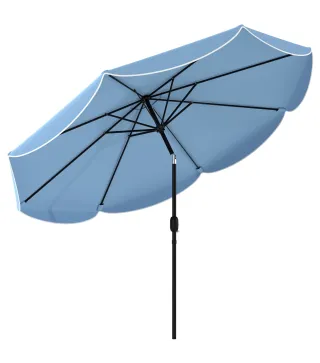 Sombrilla Terraza Exterior Ø2,7 m Sombrilla con Inclinación Ajustable 3 Posiciones Manivela y Volante Azul Celeste