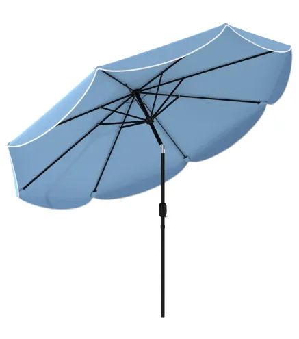 Sombrilla Terraza Exterior Ø2,7 m Sombrilla con Inclinación Ajustable 3 Posiciones Manivela y Volante Azul Celeste