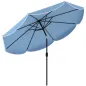 Sombrilla Terraza Exterior Ø2,7 m Sombrilla con Inclinación Ajustable 3 Posiciones Manivela y Volante Azul Celeste