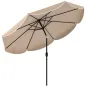 Sombrilla Terraza Exterior Ø2,7 m Sombrilla con Inclinación Ajustable 3 Posiciones Manivela y Volante Caqui