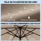 Sombrilla Terraza Exterior Ø2,7 m Sombrilla con Inclinación Ajustable 3 Posiciones Manivela y Volante Caqui