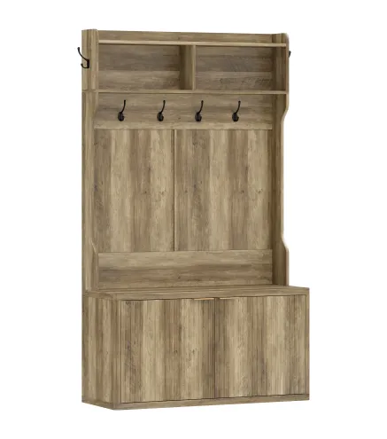 Perchero Zapatero 4 en 1 Perchero Moderno con Estante Abierto para Pasillo Entrada Dormitorio 100x38x172 cm Roble