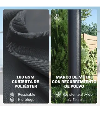 Sombrilla Doble de Jardín 4x2 m con 36 Luces LED UPF50+ Manivela 12 Varillas Resistente al Agua Gris Oscuro