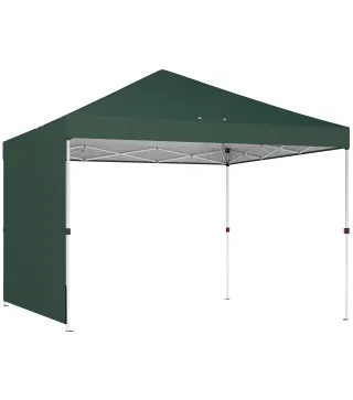 Carpa Plegable Pop-up 3x3 m con Pared Lateral UPF50+ Altura Ajustable Empuje Central Bolsa de Transporte Verde
